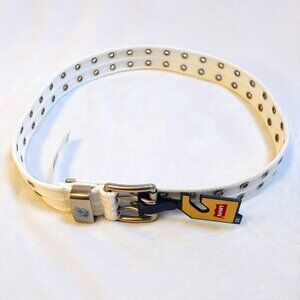 NWT Levi's White Adjustable Double Prong Grommet Belt - XS